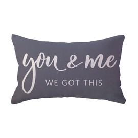 ULOVE LOVE YOURSELF You & Me We Got This Lumbar Throw Pillow Covers Farmhouse Decorative Pillow Cases 12 x 20 Inch for Sofa Bed Couch(Grey)