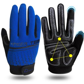 Fitness Gloves Men's Full Finger Women's Training Gloves Strength Sports Fitness Gloves Wrist Protection Non-Slip Sports Gloves for Bodybuilding Gym Strength Training (Blue, XL)