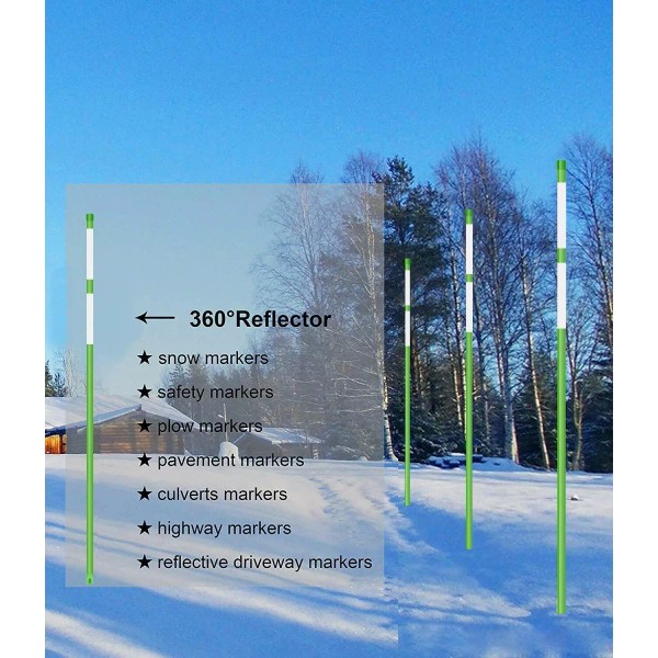 Mr.Garden® 50PCS Fiberglass Snow Marker 5/16*48" Driveway Pole for Easy