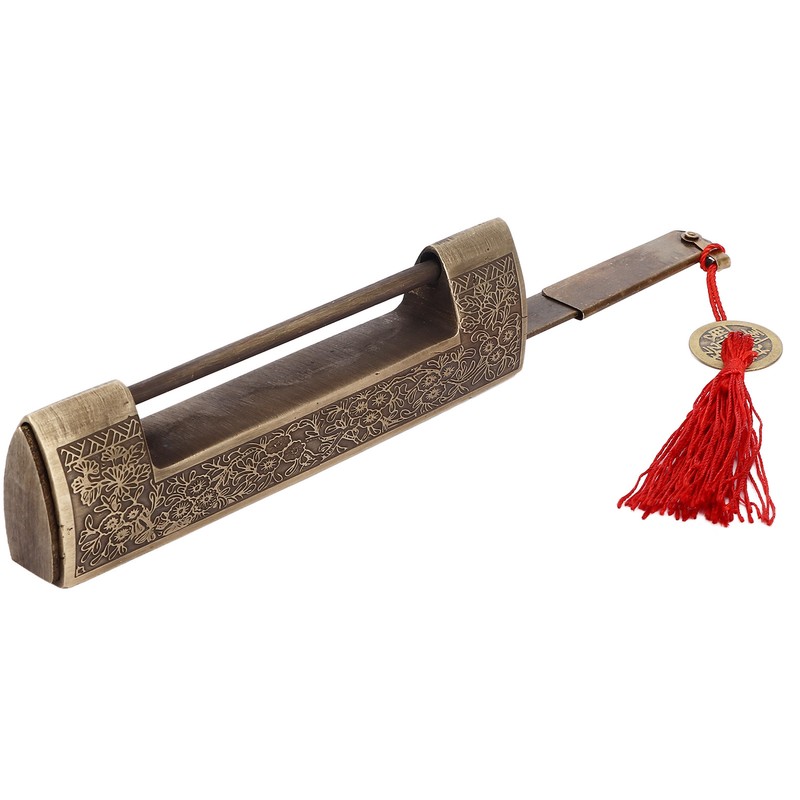 Chinese Antique Lock Retro Spacing 9cm/3.5in Classic Pattern Brass Horizontal