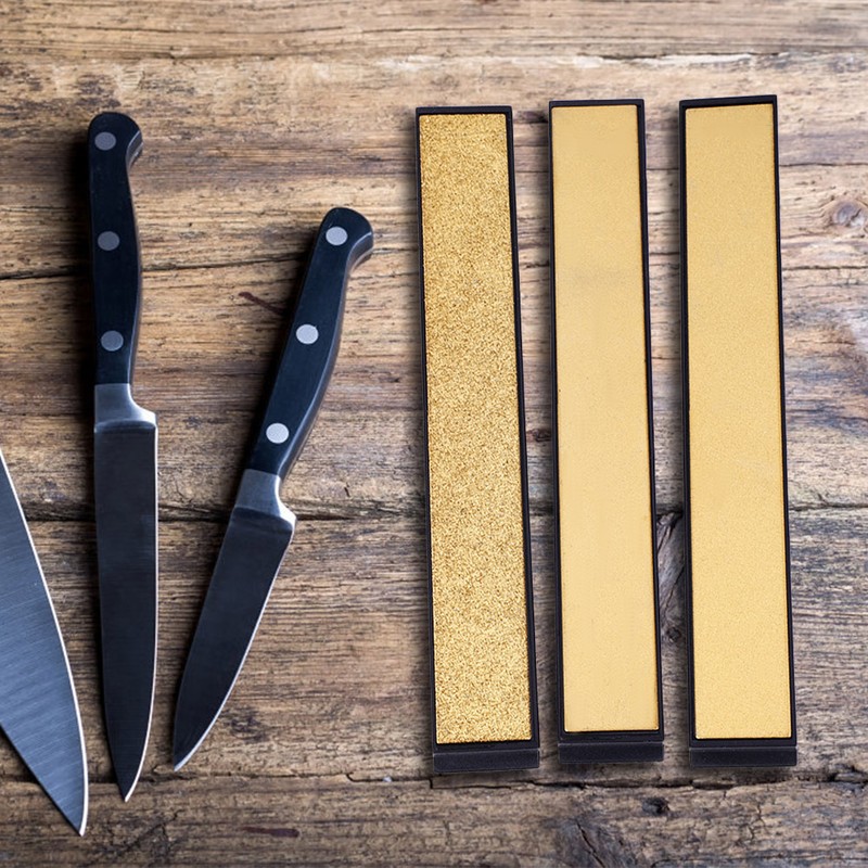 3pcs 80/600/1000 Grit Emery Knife Sharpener Stone Titanium Plated Whetstone