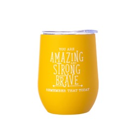 DIVERSEBEE Inspirational Thank You Gifts for Women, Mom, Sister, Wife, Girlfriend, Coworker, Nurses, Best Friend, Encouragement Birthday Wine Gifts - Insulated Wine Tumbler Cup with Lid (Honey)