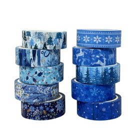 allydrew Winter Season Washi Set for Arts & Crafts, Scrapbooking, Stationery, Diary, 10pc Blue Winter