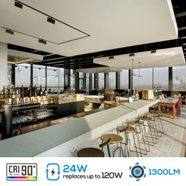 LEONLITE 24W Dimmable LED Track Lighting Heads, for H Type Track Rails, CRI90, 1300LM, 100-277V, Flicker Free Adjustable Ceiling Track Light Fixtures for Kitchen, 4000K Cool White, Black, Pack of 4