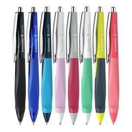 Schneider Haptify 135328 Ballpoint Pen (Line Width M, Ink Colour: Blue) Pack of 10, White/Lilac