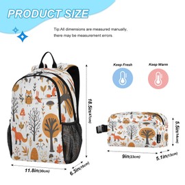 AEZODI Woodland Animals Backpack for Kids Lightweight Travel Schoolbags with Lunch Box Set, A01E23037