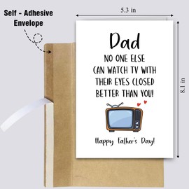 RYYike Humorous Father's Day Card for Dad, Funny Dad Father's Day Card from Child, Watch TV with Eyes Closed Better Than You