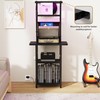 YAKANJ Record Player Stand with Led Light,Record Player Table with