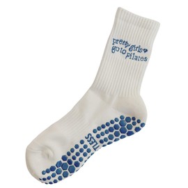 Shapes Studio Pretty Girls Go To Pilates - Effortless Club Curated Grip Socks, Crew Non-Slip, Pilates Quote, Barre Yoga Fitness Socks
