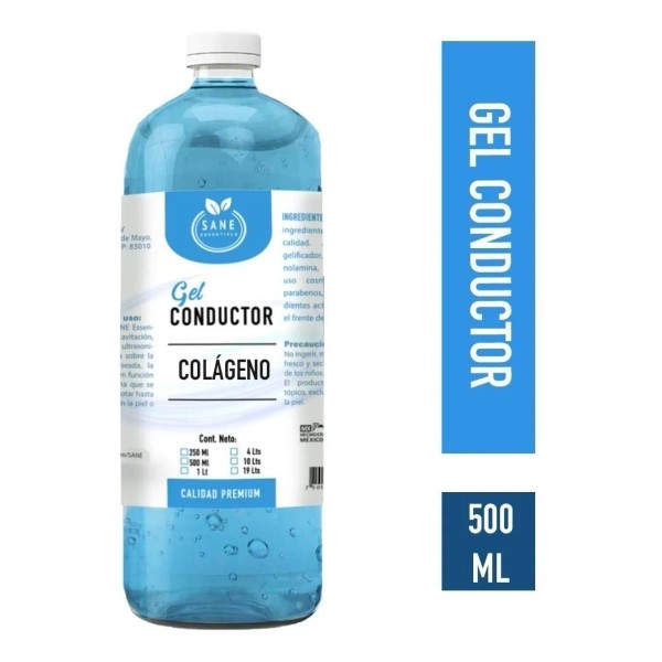 Gel Conductor Con Colágeno Facial Y Corporal 500 Ml Sane