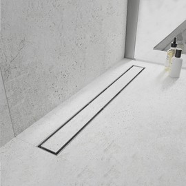 Elefloom Linear Shower Drain, 36 inch Drain with Tile Insert 2-in-1 Panel, Brushed 304 Stainless Steel Shower Floor Drain, Linear Drain with Hair Strainer and Adjustable Feet