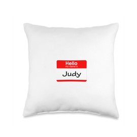 Judy, Hello My Name is Name Tag, Badge Throw Pillow