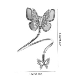 PACKOVE Silver Butterfly Nail Ring Finger Jewelry Accessories Elegant Fingertip Charm for Wedding Party Prom and Festival Nail Art Decor