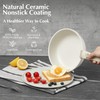 Ceramic Pots and Pans Set Non Stick Beige White, 7