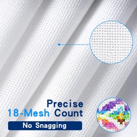 COTATI 4 Pcs Needlepoint Blank Canvas Craft Kit, 18 Count 12x18 Inch Large Cotton Mesh Screen Grid, White Perforated Canvas Sheets for Cross Stitch & Embroidery with Starter Sewing Tools