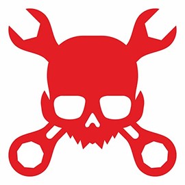 AMA SHOP Sticker Prespaced Skull with keys skull red color| Car Stickers | Sticker for Helmet, Motorcycle, Camper | PVC Sticker for Wall Decal