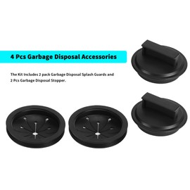 4 Pcs Garbage Disposal Accessories，2 Pcs Garbage Disposal Splash Guards and 2 Pcs Garbage Disposal Stopper，3 inch Kitchen Sink Rubber Guard Splash Baffle Suitable for Waste King, for Whirlaway