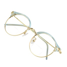 VisionGlobal Bifocal Reading Glasses Blue Light Blocking for Men and Women - Stylish Retro Oval Computer Readers (Up+0.50/Down+2.75)