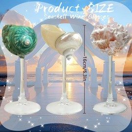 2Pcs Seashell Wine Glasses Wedding Wine Glasses Conch Goblet Martini Cocktail Glass Cup for Birthday Wedding Beach Bridesmaids Anniversary Party(C)