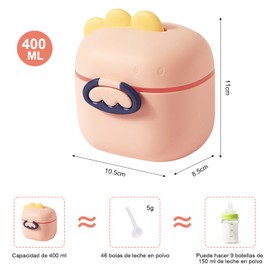 Dosificador de Leche en Polvo, Dispensador Leche en Polvo Bebe, 400ml, con Cuchara, Recipientes para Comida con Tapa Hermética, Sin BPA, para Niños Pequeños ai Exteriores y Viajes (Rosa)