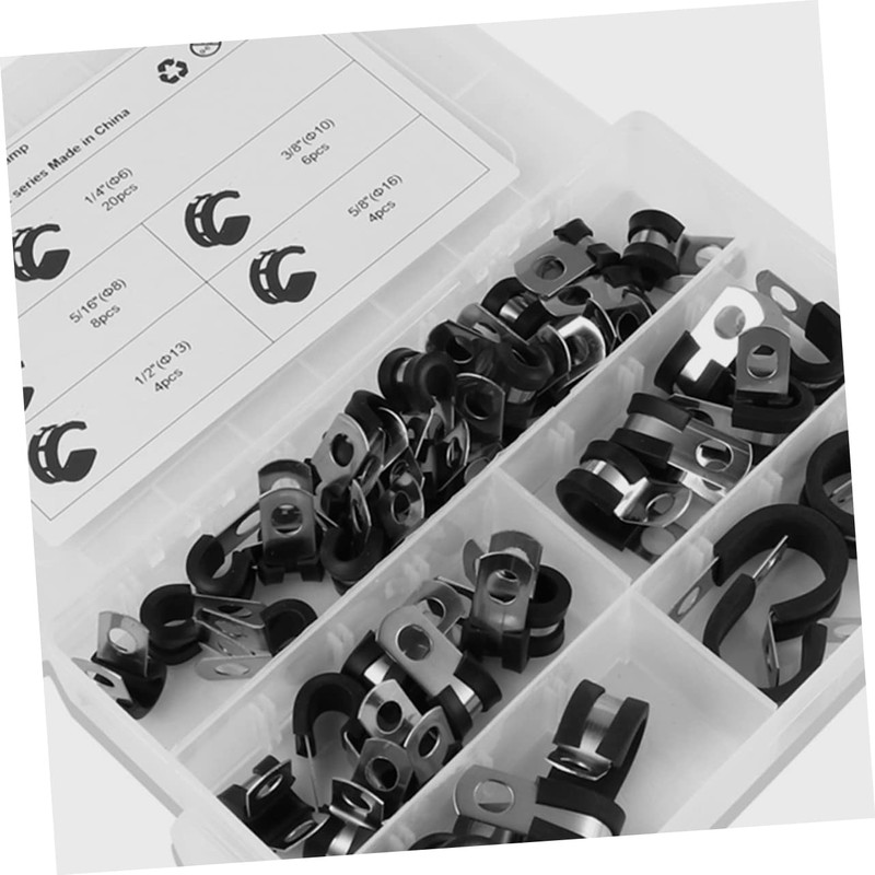 LABRIMP 44pcs Stainless Steel Cable Clamps with Rubber Cushion Durable