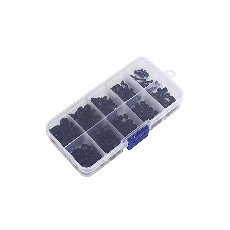 Vikye Tornillos multifunción Negro/Blanco Kit de Tornillo y Tuerca Industrial,