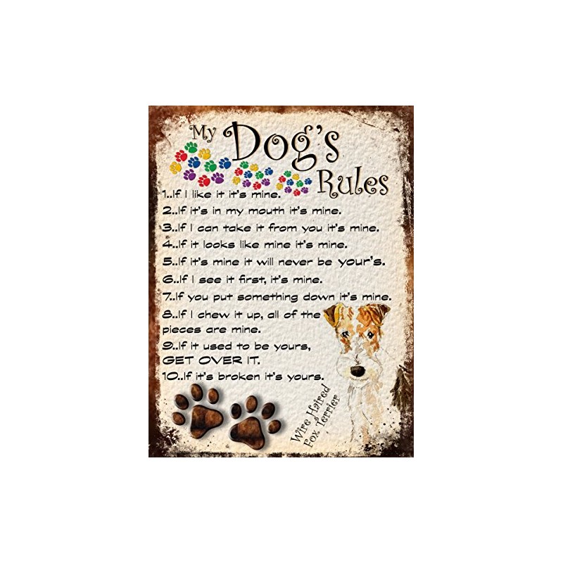 Shawprint Limited MY DOG'S RULES RETRO STYLE METAL TIN WIRE