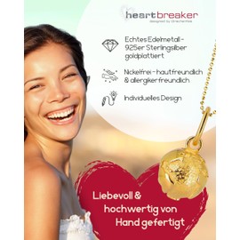 Heartbreaker Globe Small Globe Pendant I Elegant Globe Pendant Made of Gold-Plated 925 Sterling Silver I Globe Charm in Goldsmith Quality I Nickel-Free World Pendant I LD WB 32 G