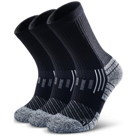 NSRRUN TURTLE Hiking Socks - Winter Thermal Merino Wool Socks for Men & Women - Thick Crew Socks for Hunting Work, Large, Black, 3 Pairs