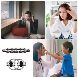 Adhd Fidget Toys,2 PCS Stress Relief Toy Chain Fidget Toy Stress Toys Silent Fidget Toys Infinite Flip Chain Stress Relief Chain to Reduce Tension and Stress for Children with ADHD