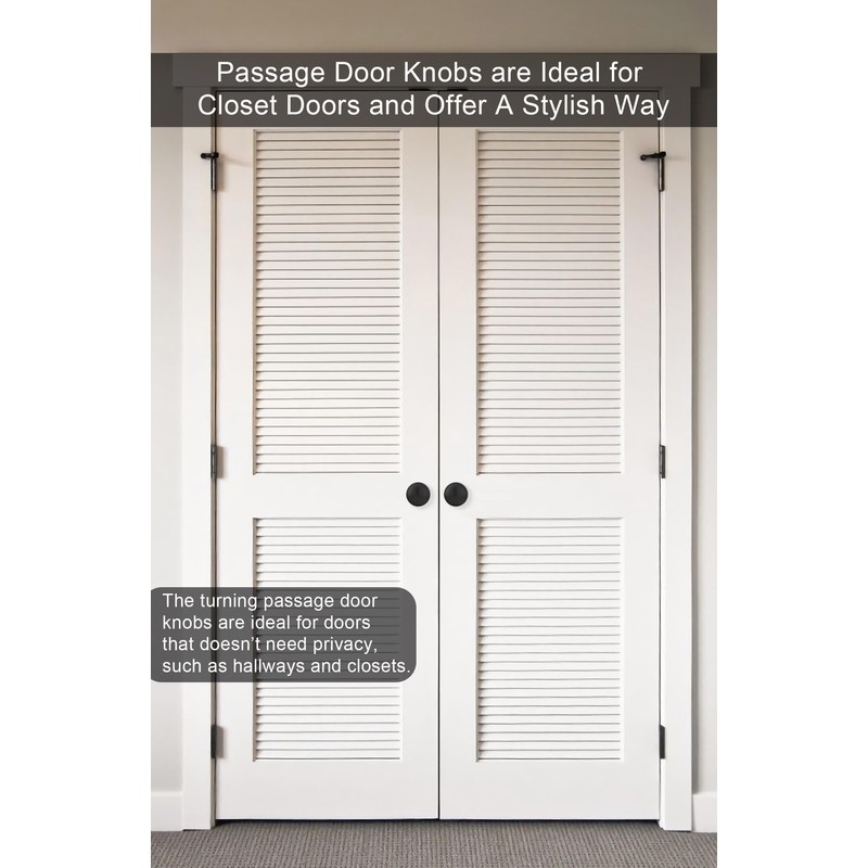 goldenwarm Black Passage Door Knobs, Closet Door Knobs, Matte Black