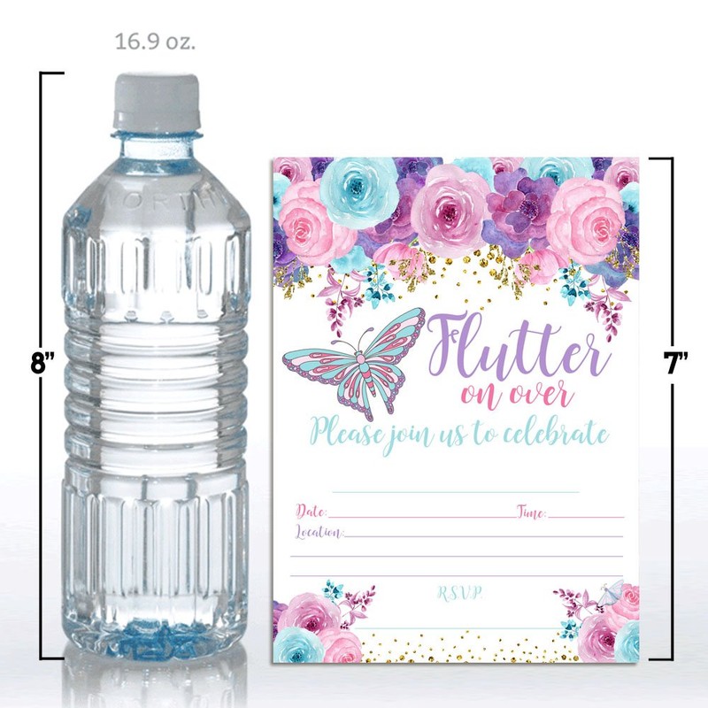 Amanda Creation Watercolor Floral Butterfly Birthday Party Fill In Style