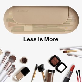 LuBanOne - Soporte para brochas de maquillaje, cierre magnético, organizador de brochas de maquillaje, bolsa de maquillaje, accesorios de viaje (caqui)