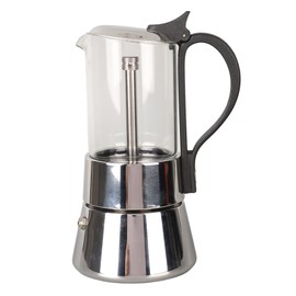 Stovetop Espresso Maker,Coffee Moka Pot,Crystal Glass Top Stainless Steel Stovetop Moka Pot Classic Italian Coffee Maker Classic Percolator for 6 Cups