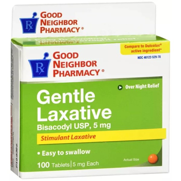 GNP GENTLE LAXATIVE 5MG TABLETS 100CT