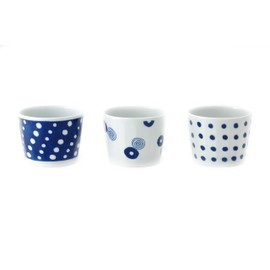 西海陶器 (Saikaitoki) near 猪口 White/Blue-black 250ml Indigo Blue near 猪口 Cup (3 Pattern Set)