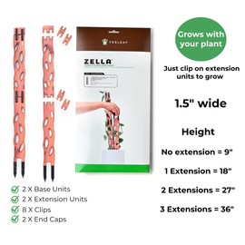 Treleaf - Zella Regular Starter Kit- Wooden Extendable Plant Support for Houseplants | Trellis | Moss-pole alternative | Cedar plank support | 2 X Base + 2 X Extensions | 1.5" wide