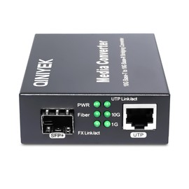QINIYEK 10G Multi-Gigabit SFP Media Converter, 2 Port 10G Ethernet Media Converter,1x 100M/1G/2.5G/5G/10GBase-T RJ45 to 1x 10GBase-X SFP+ Slot NDAA & TAA Compliant, Power Adapter and Manual Included