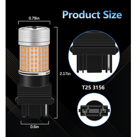 Fenikso 3156 LED Turn Signal Bulb Amber P27W 3057 3056 3457 4157 LED Bulbs Replacement for Front Rear Turn Signal Light Parking Tail DRL Light Pack of 2