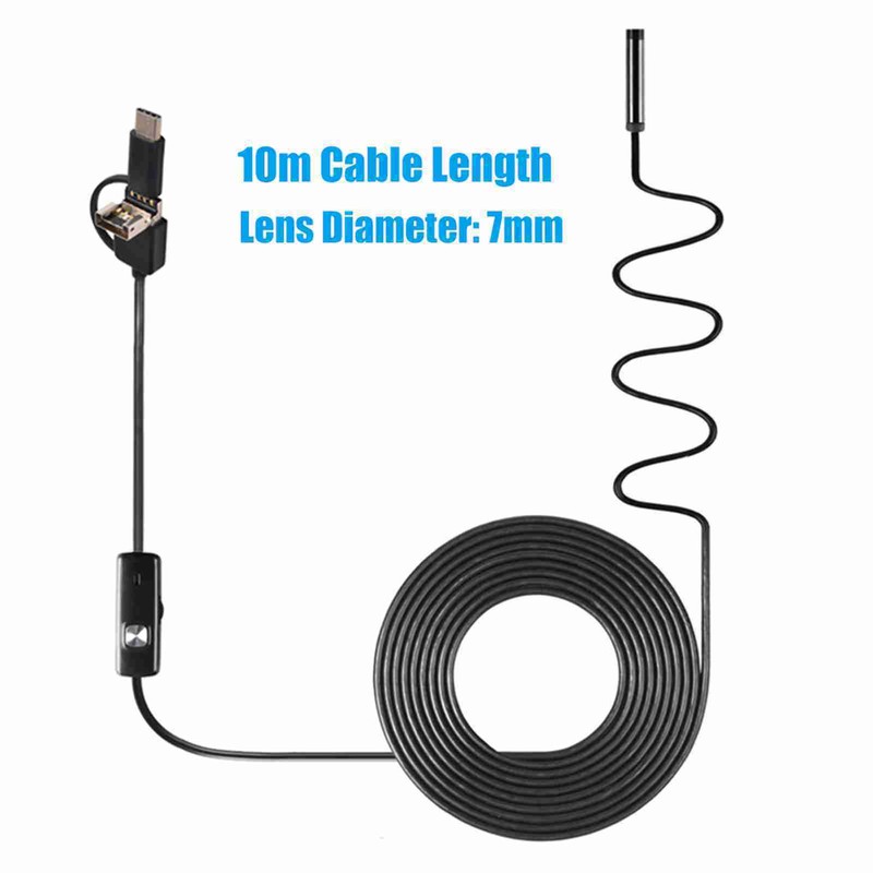 3-in-1 Industrial Endoscope Borescope Inspection Camera Built-in 6 LEDs IP67