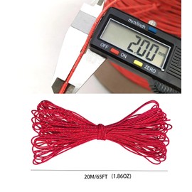 Dyneema Reflective Rope -2mm 400kg Fracture Strain - Suitable for Tents, Kite Surfing, and Other 65 feet (red, 2mm) (red, 2mm)