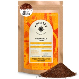 Costa Rican Ground Coffee Medium Roast - 12 oz, Single Origin Arabica Coffee Beans from Alajuela, Specialty Grade Fair Trade & Non-GMO, Sweet and Fruity Notes - Freshly Roasted To Order By Kochere