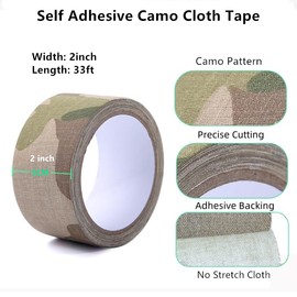 PLAXIARY 5cm x 10m Strong Adhesive Protective Camouflage Tape Camo Wrap Tape Camo Duct Tape Non Reflective Camouflage Fabric Tape for Outdoor Hunting Camping