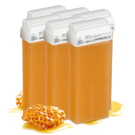 Kosmetex Honey Wax Cartridges, Wide, Hair Removal, Roll-On Wax Roller, Warm Wax Cartridges, 6 x 100 ml