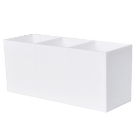 Acrylic Makeup Organizer 3 Compartment Makeup Brush Holder Organizer Eyeliner Eyebrow Pencil Display Case Eyelash Brush Lip Gloss Holder Vanity Storage Solution Container- White