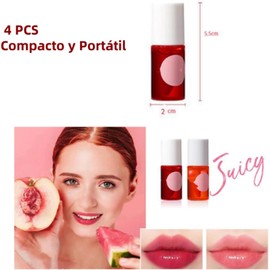 4 PCS Tinta Para Labios, Permanente Tinte De Labios Lip Oil, Glossy Lip Stain, Brillos De Labios Para Brillante Hidratante, Lápiz Labial Líquido Para Labios, Mejillas (Multicolor)