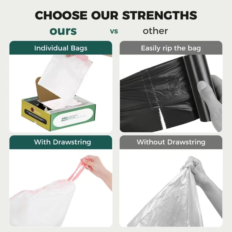 100 Pack Drawstring Cat Litter Box Liner Bags For Litter-Robot