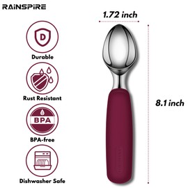 Urbanstrive Ice Cream Scoop Stainless Steel, Ice Cream Scooper Professional Large Ice Cream Scoops With Non-Slip Rubber Handle, Ice Cream Spade for Cookie Dough, Gelato, Sorbet, Melon, Red