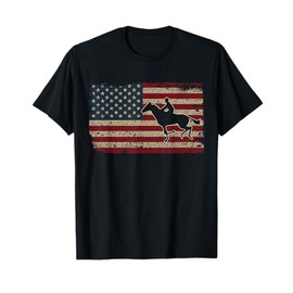 Horseback Riding America Flag Gift Horseman Horse Racing T-Shirt