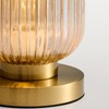 Mid Century Modern Table Lamp: Vintage Amber Ribbed Glass Globe
